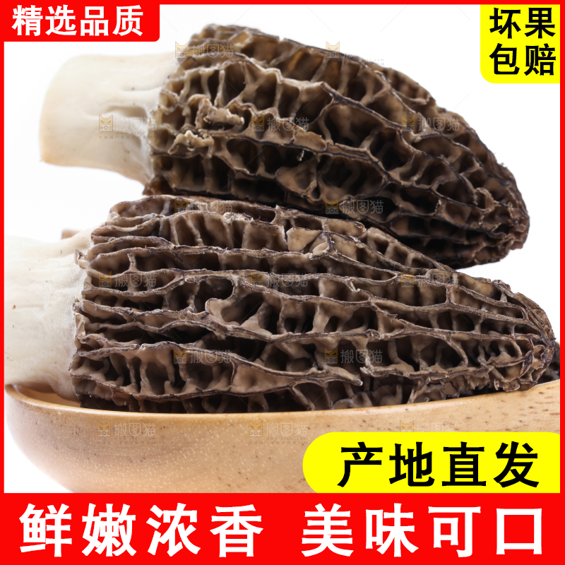 盘子装着羊肚菇