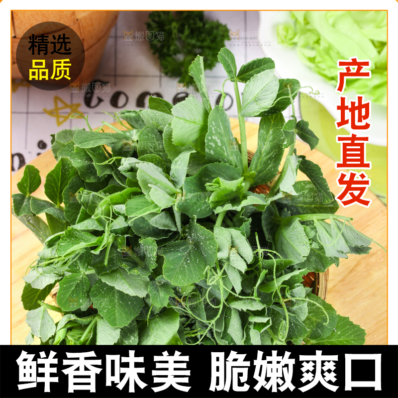 木板上放着四川豌豆尖