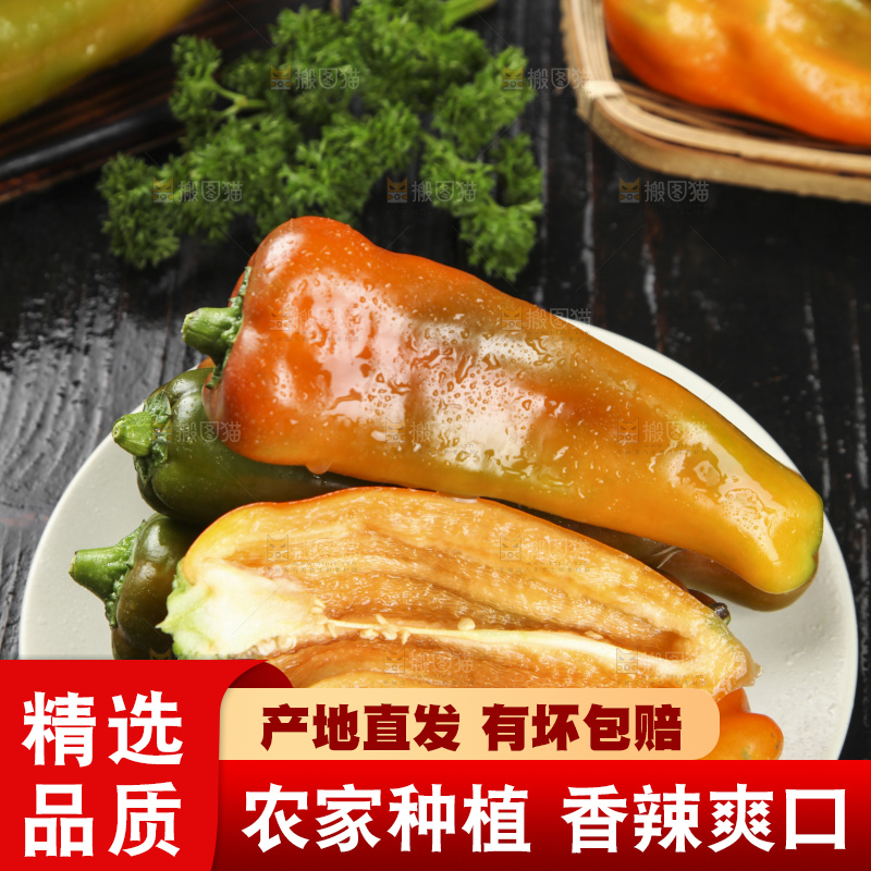 盘子里的彩色大辣椒
