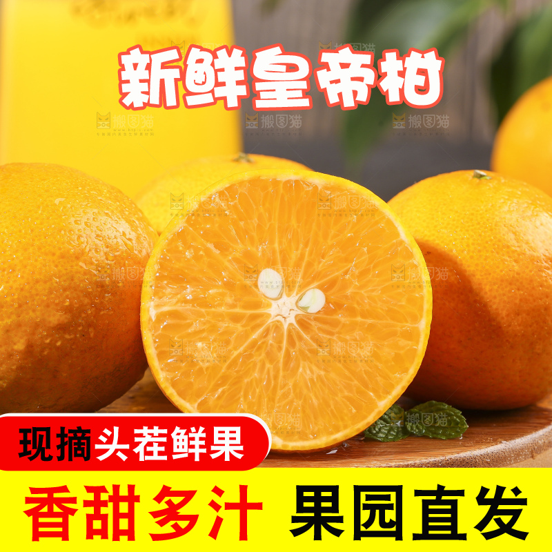 切开的广西皇帝柑放在木底上