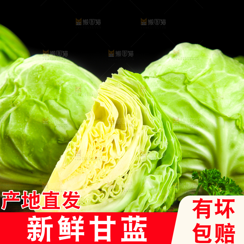 黑底上放着绿甘蓝