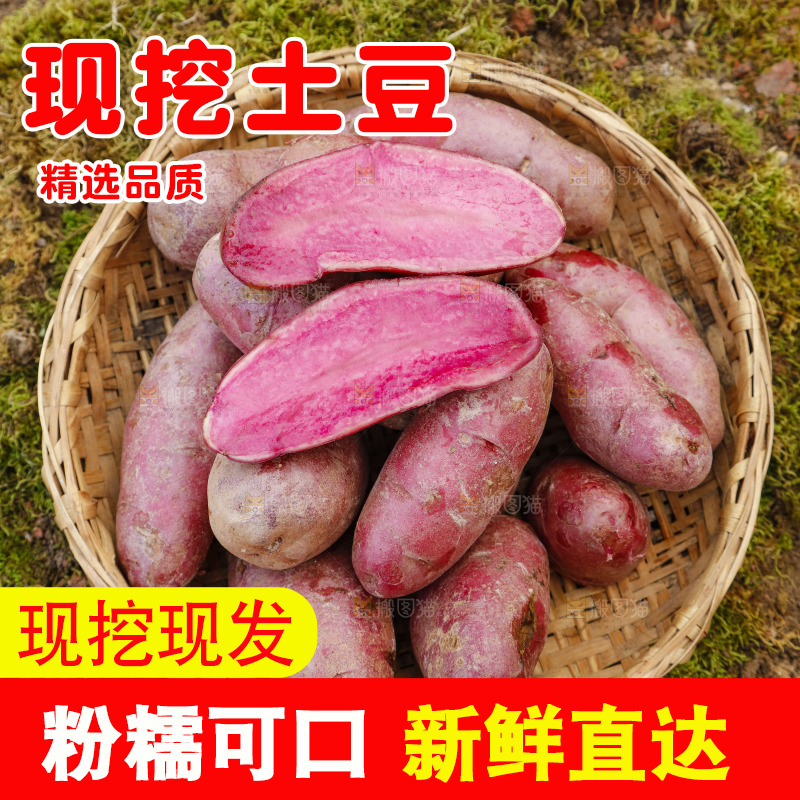 篮子里装着红心土豆