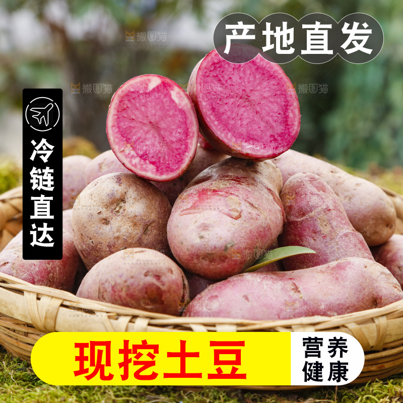 篮子里装着红心土豆
