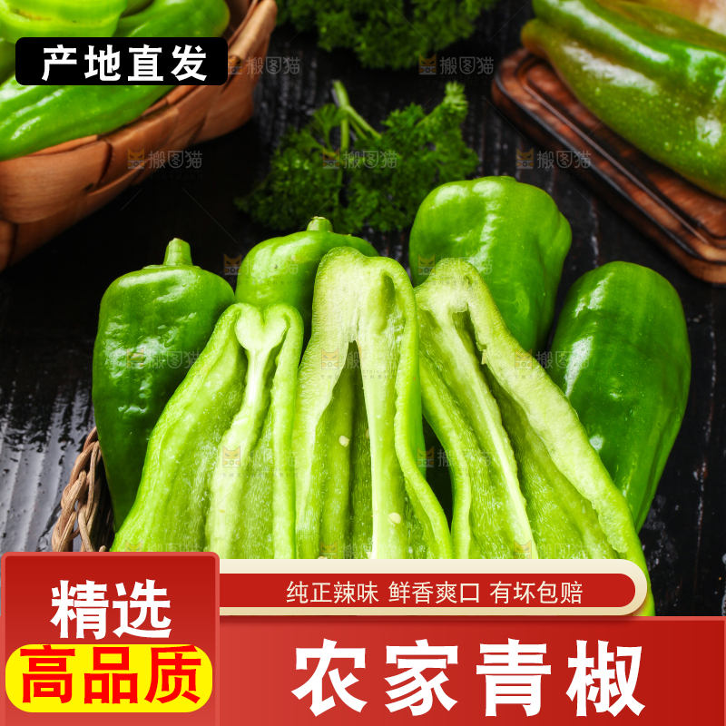 黑石板上放着青椒