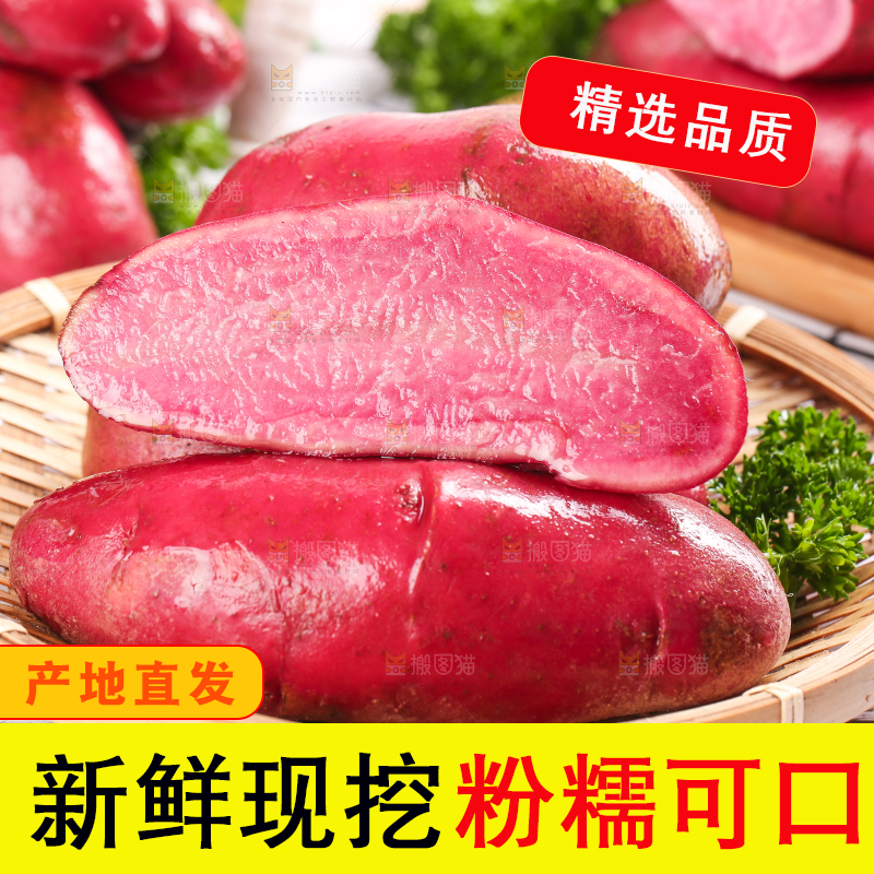 篮子里装着红美人土豆