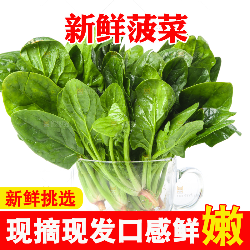 白底上放着菠菜