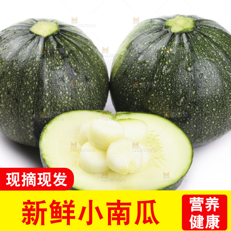 白底上摆放着花皮小南瓜