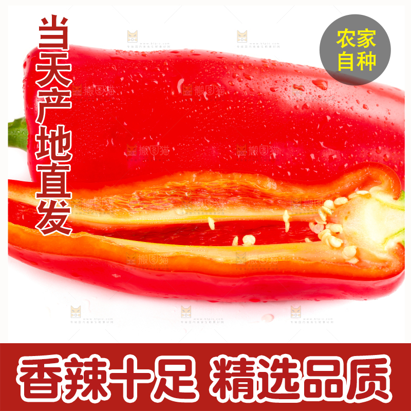 白底上放着红甜椒
