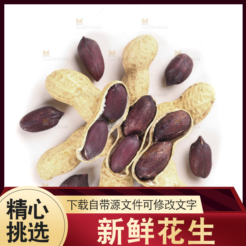 白底上的黑皮花生