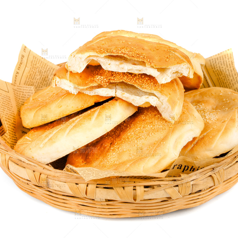 白底上放着烧饼