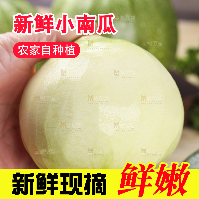 手里拿着绿皮南瓜