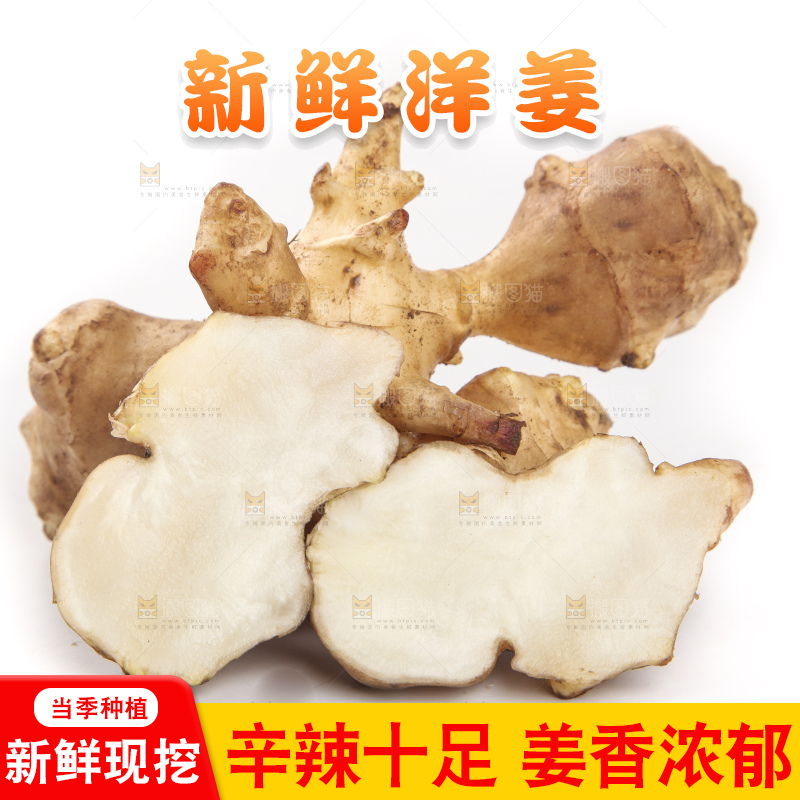 白底上摆放着新鲜洋姜