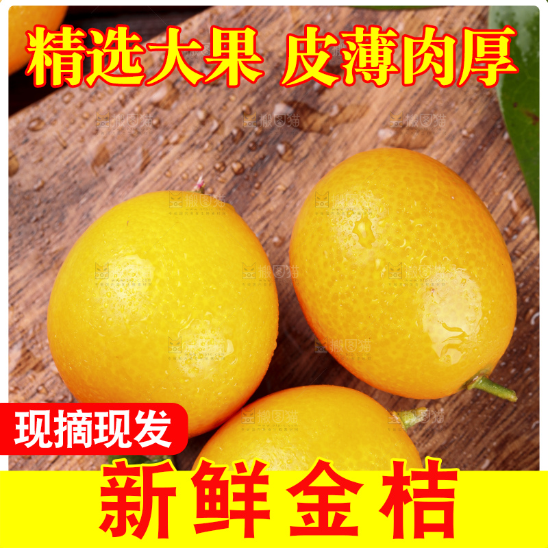 木板上放着小金桔