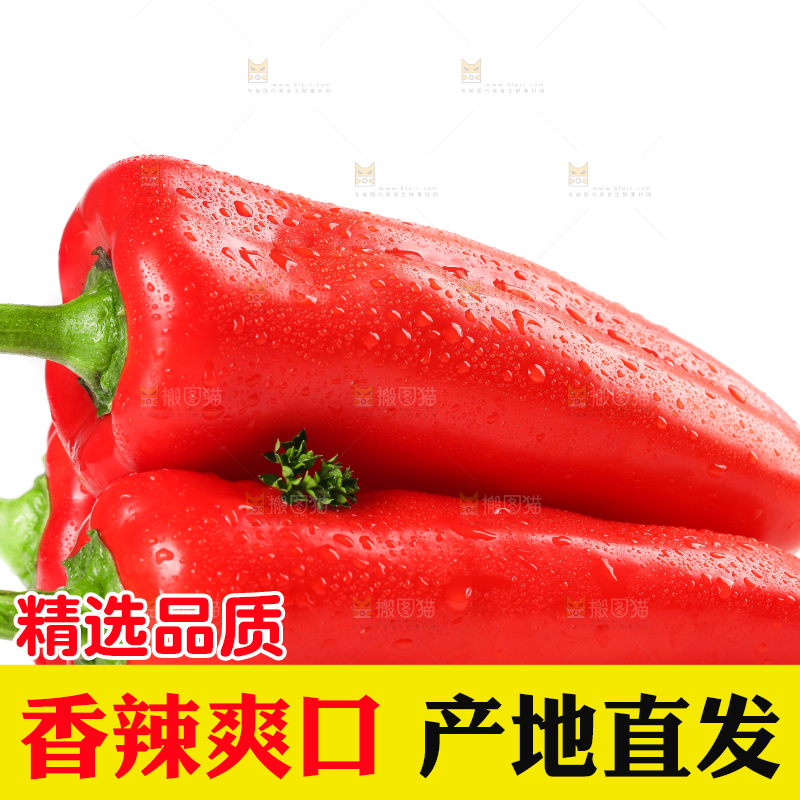 白底上放着红甜椒