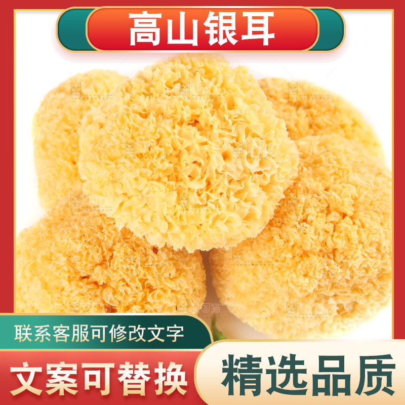 一堆糯银耳堆在白底上