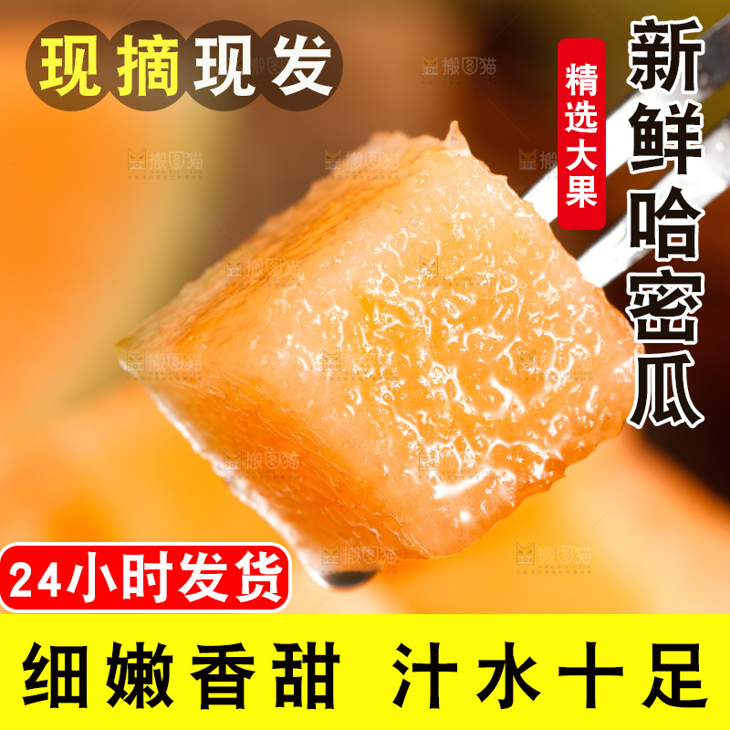 叉子叉着哈密瓜果肉