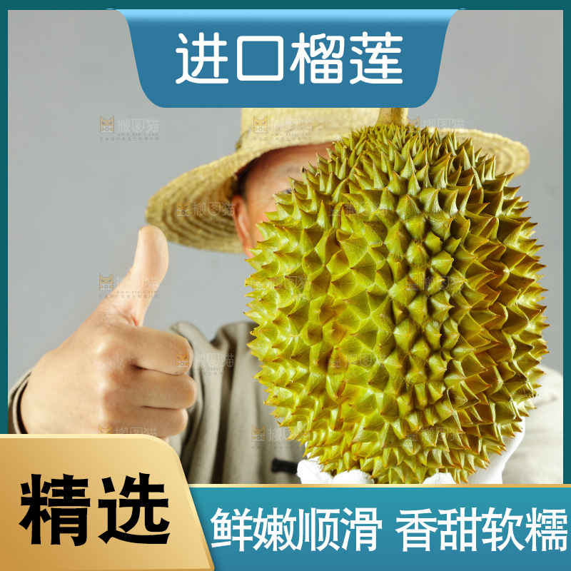 农民手里拿着泰国甲仑榴莲