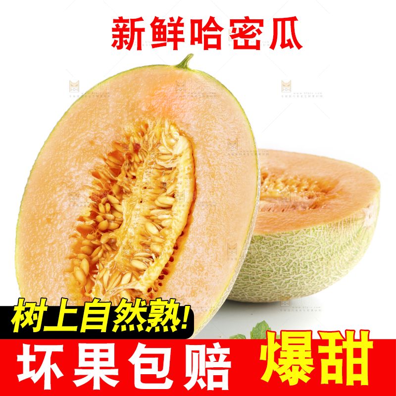 白底上放着切开的新疆哈密瓜
