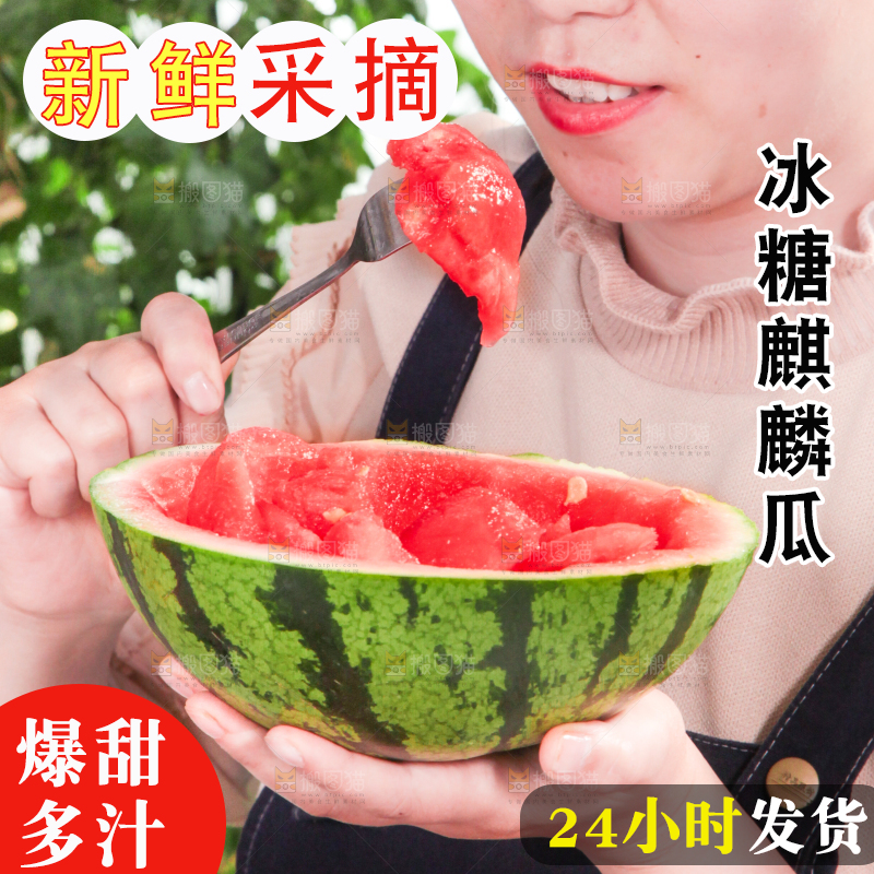 叉子叉着西瓜果肉