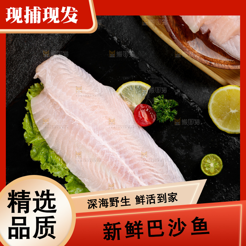 黑石板上的越南巴沙鱼
