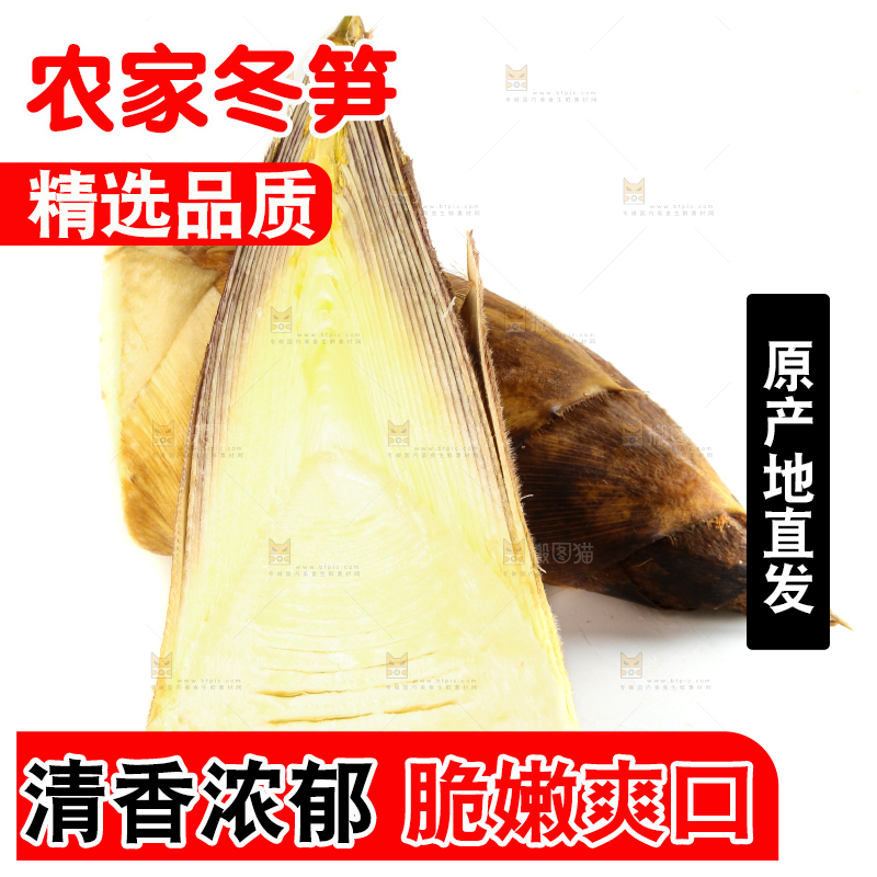 切开的冬笋放在白底上
