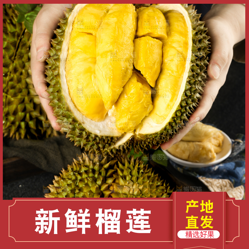 黑底上的进口甲仑榴莲