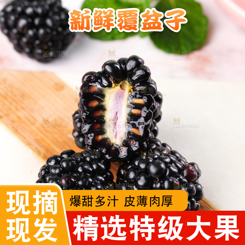 石板上的黑莓鲜果