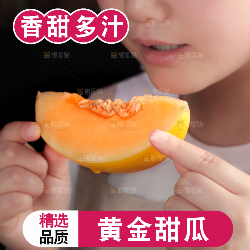 手拿切开的黄河蜜瓜