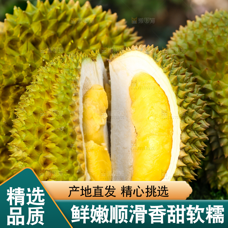 草地上摆放着甲仑榴莲