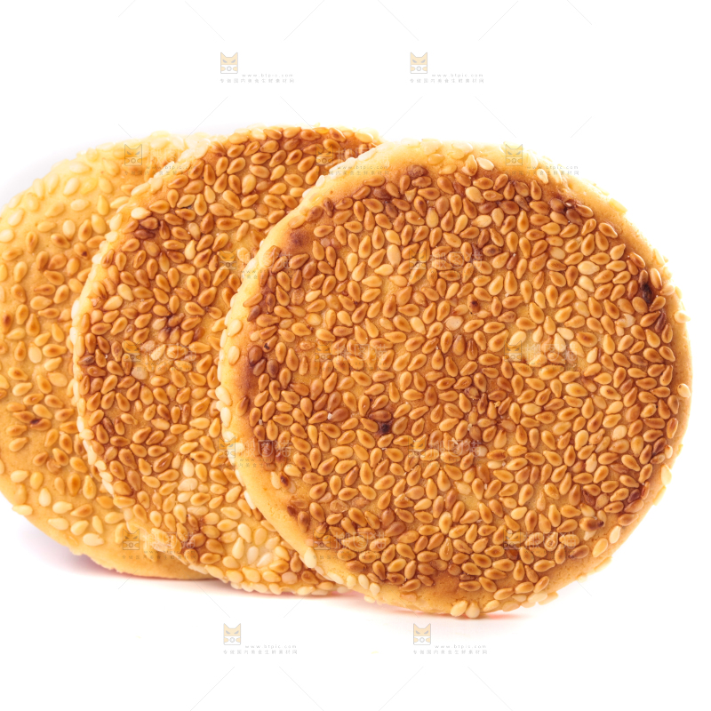 白底上摆放着芝麻馅饼