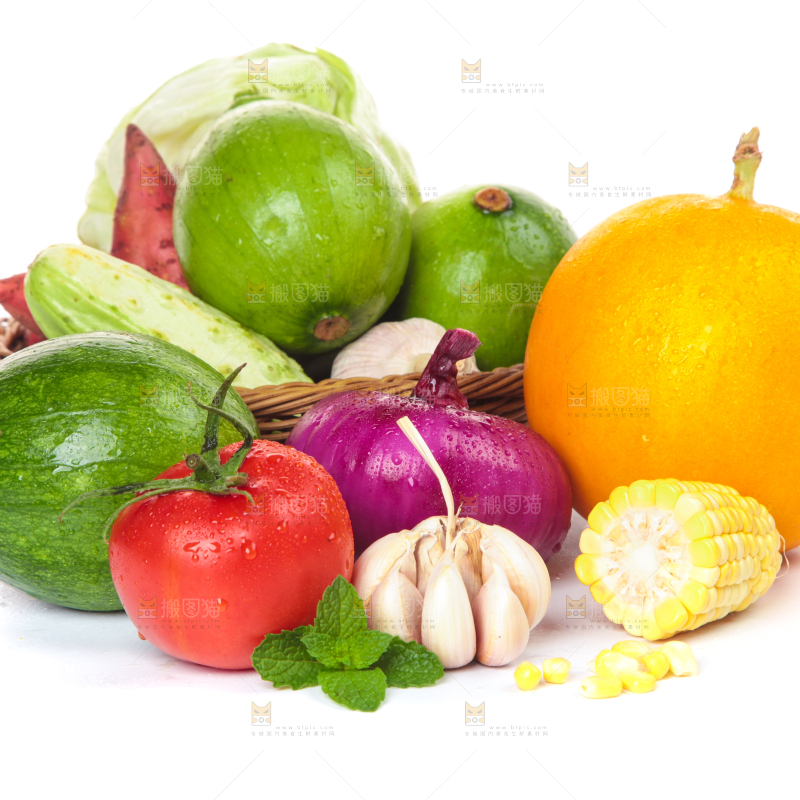 白底上的蔬菜组合