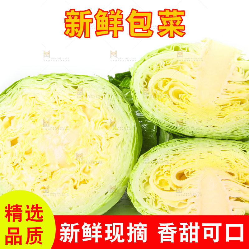 切开的包菜放在白底上