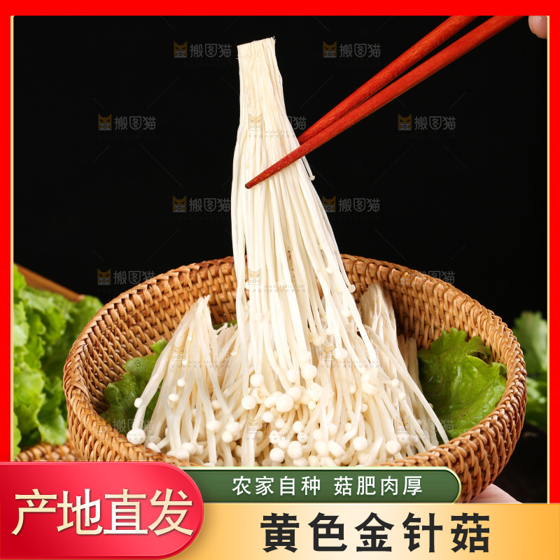 筷子夹着金针菇