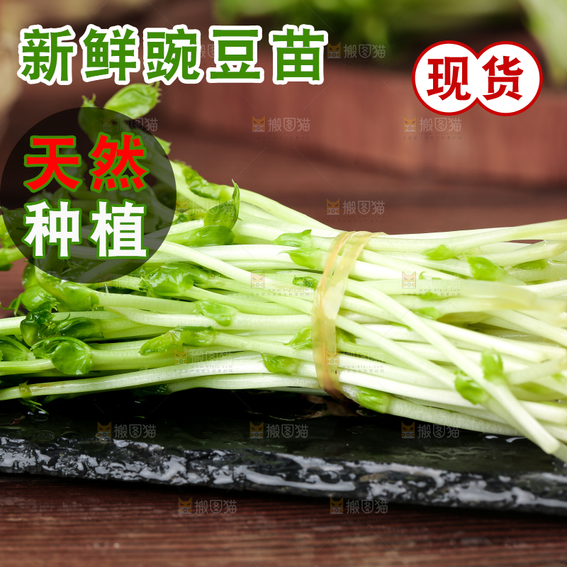 黑石板上的豌豆芽苗菜