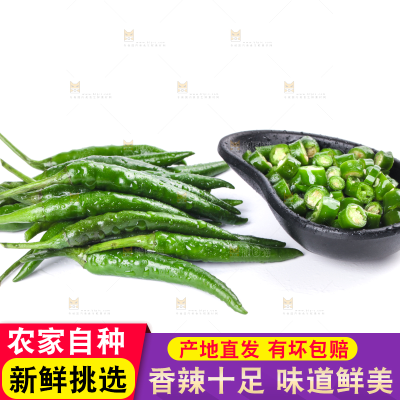 白底上的青小米辣