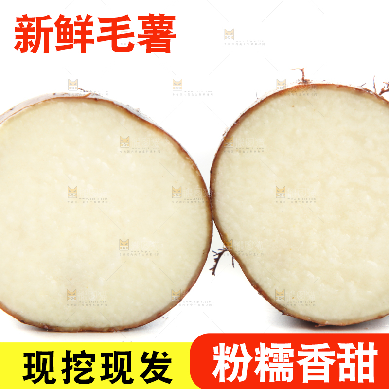 白底上切开的湛江毛薯