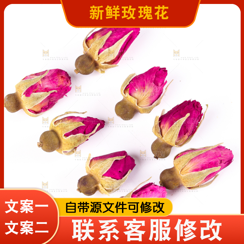 白底上的玫瑰花干