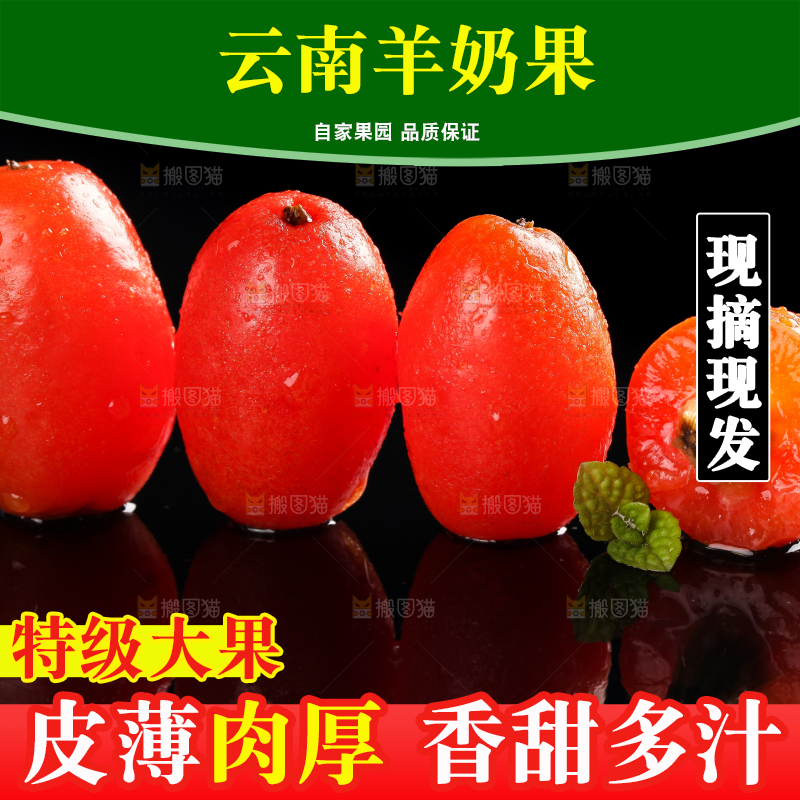 黑底上放着新鲜羊奶果