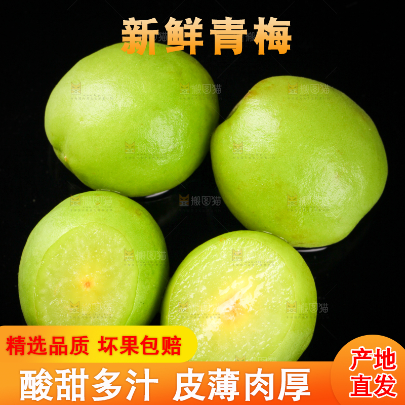 黑底上放着青梅果