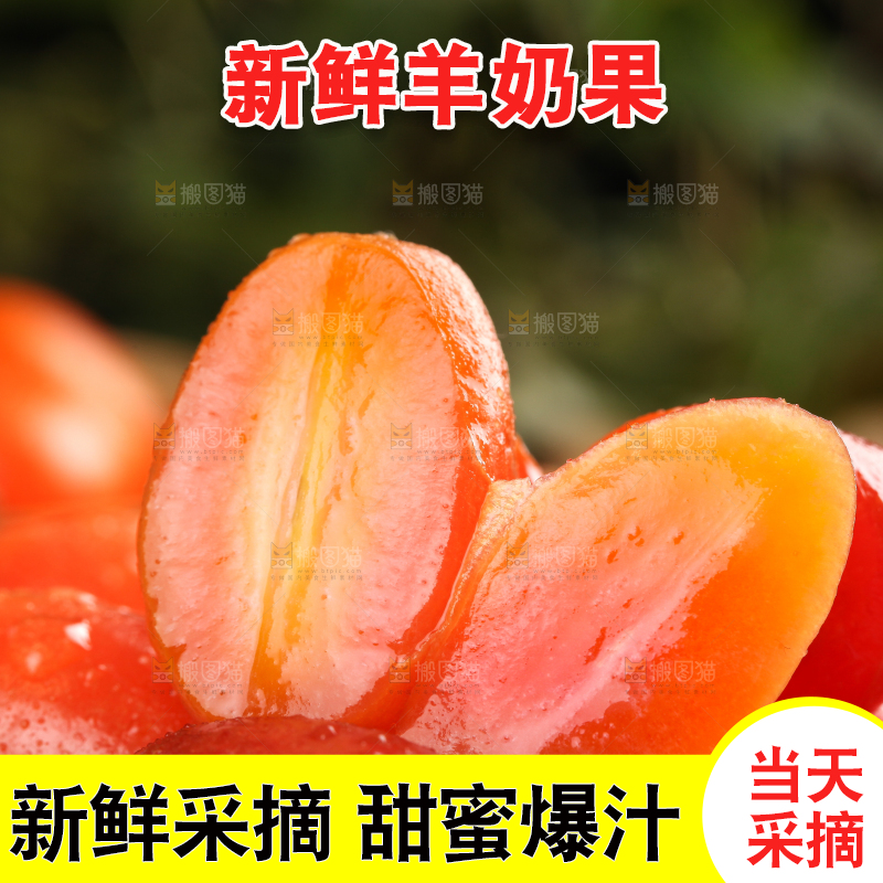 黑底上放着酸甜羊奶果