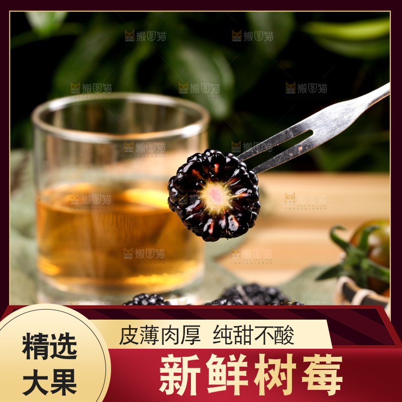 叉子叉着黑树莓