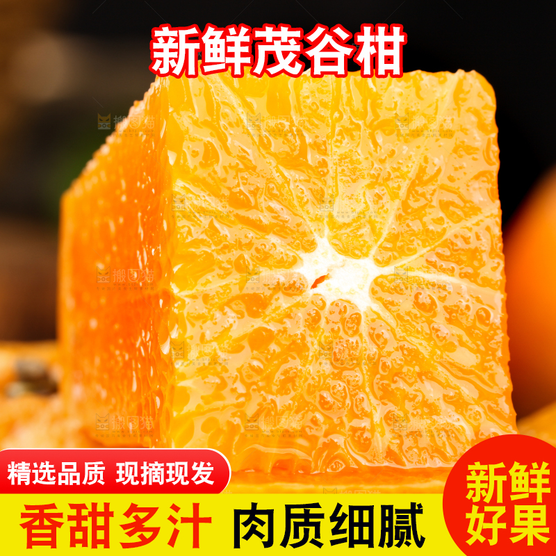 切开的广西茂谷柑放在黑石板上