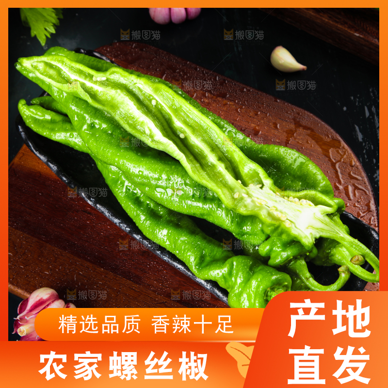 木板上放着陕西螺丝椒