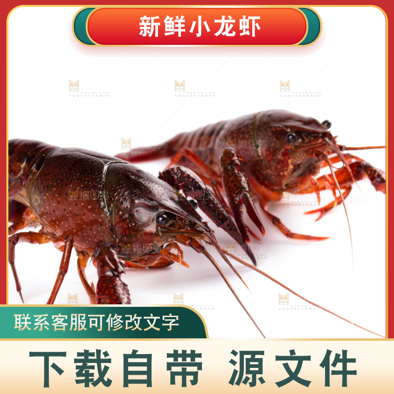 白底上放着潜江小龙虾