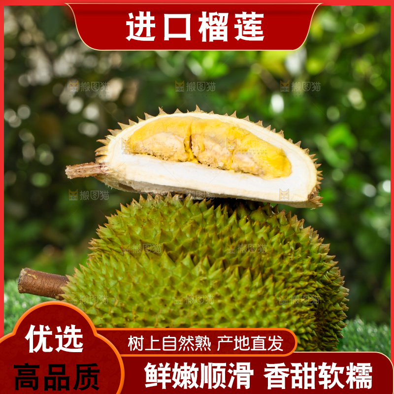 草地上摆放着甲仑榴莲