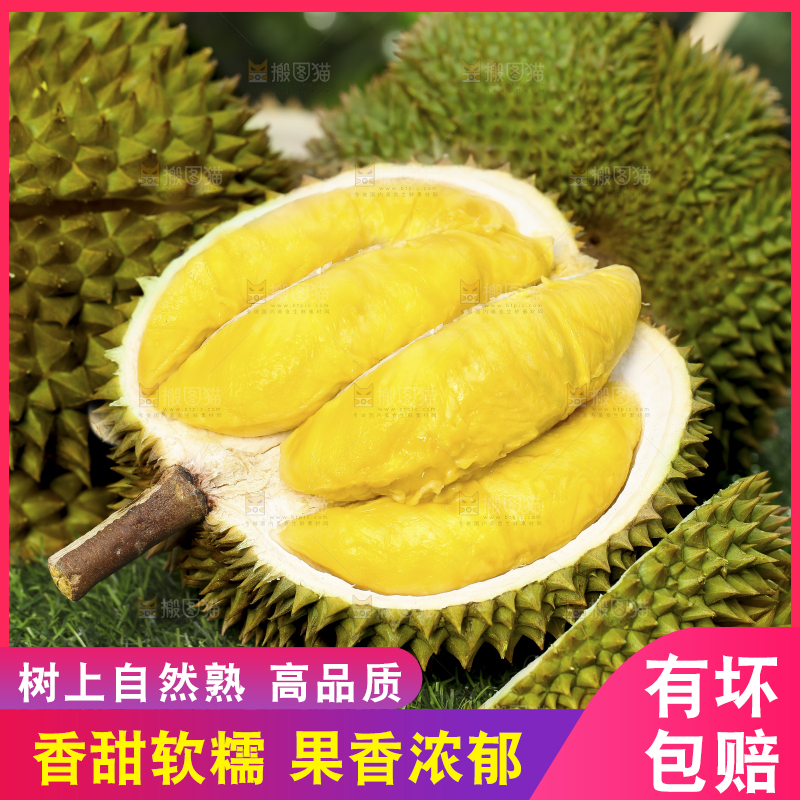 草地上摆放着甲仑榴莲