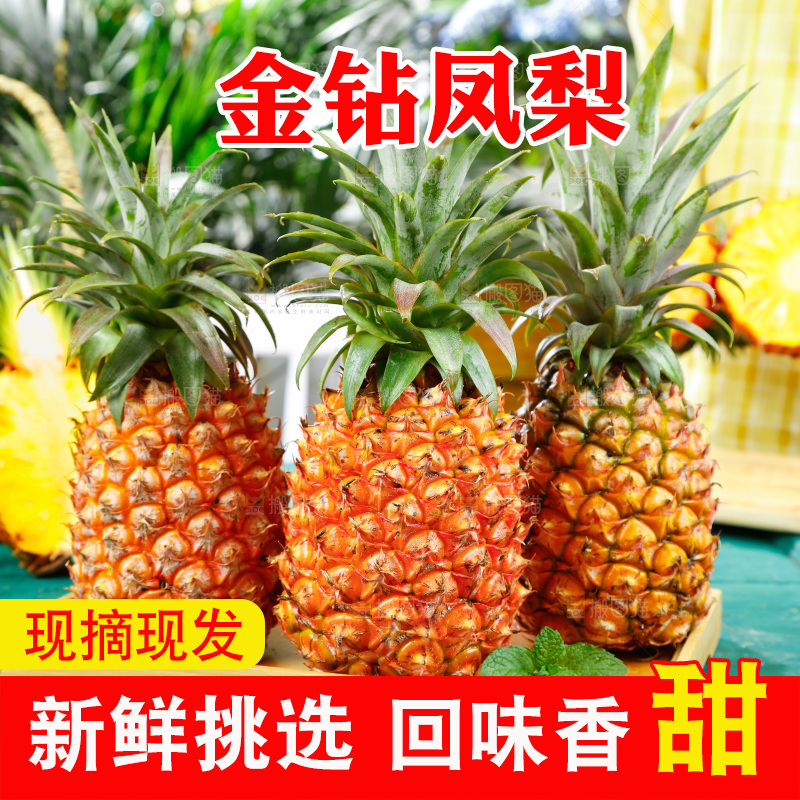 木盘上放着金钻凤梨