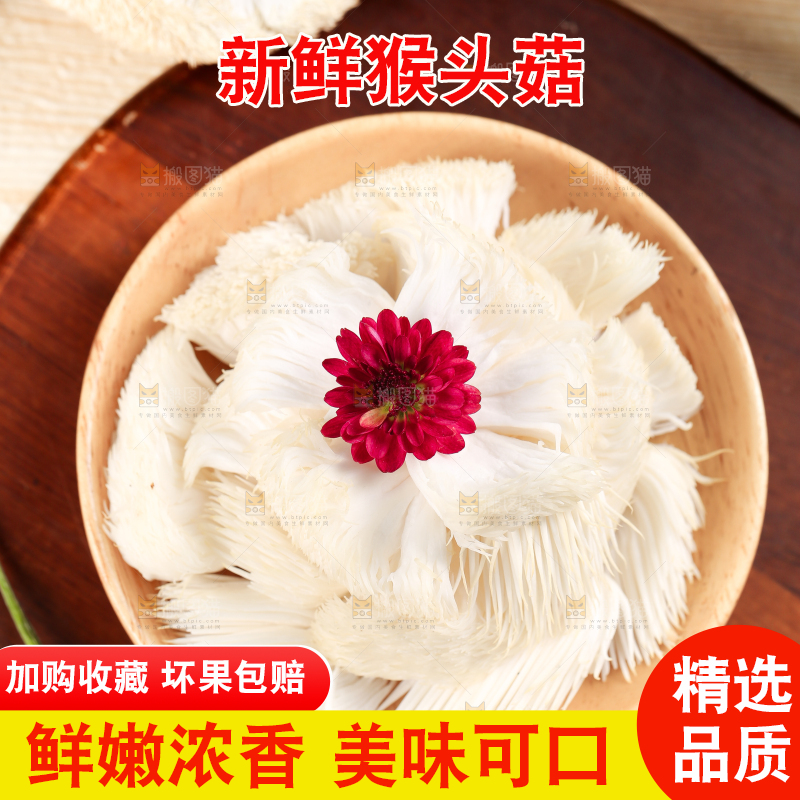 木板上放着长白山猴头菇