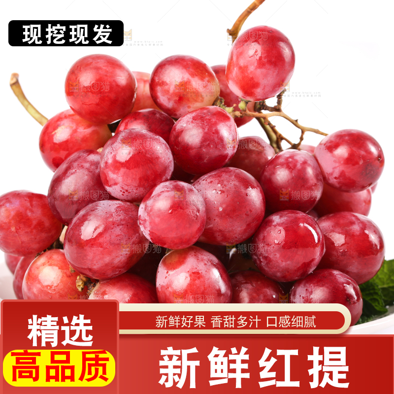 一盘新鲜红提放在白底上