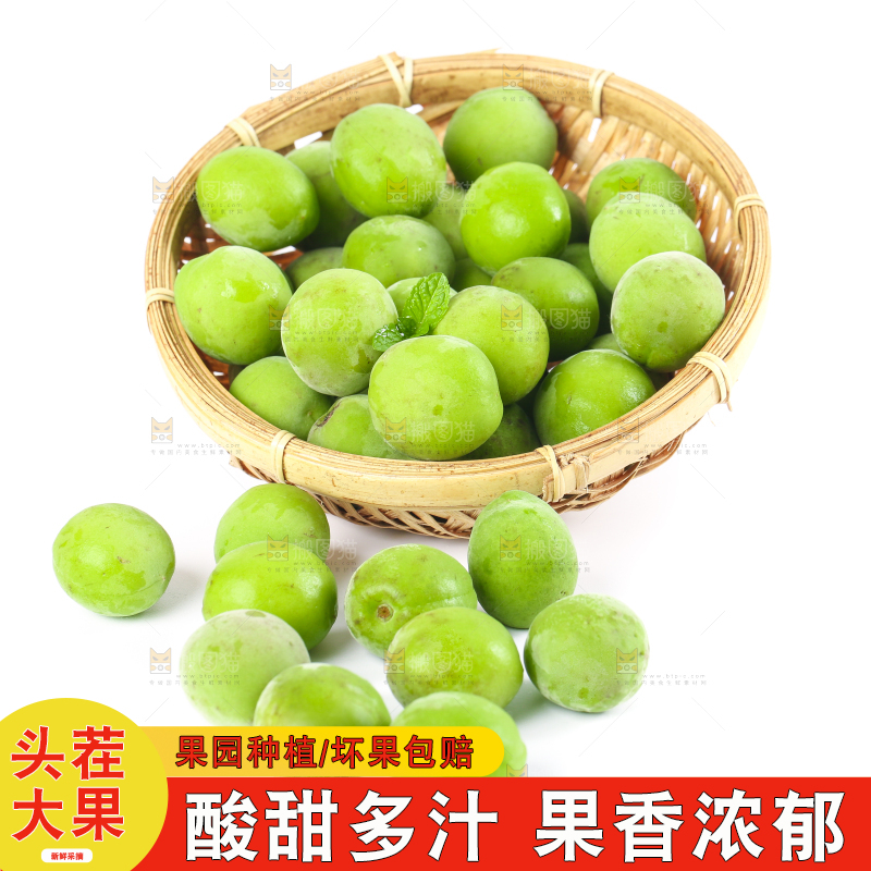 白底上的放着一筐青梅果